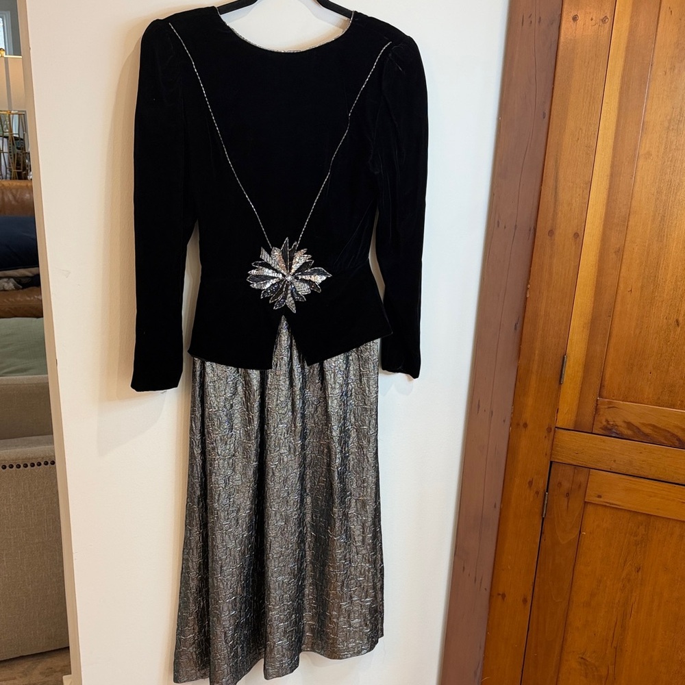 Vintage Ricki Lang for Nuit (Nordstrom) Black/Silver Party Dress, 80s Style